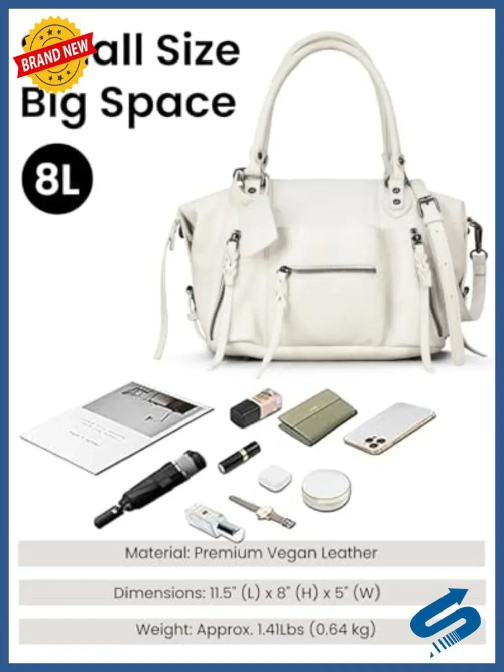 Women's Vegan Leather Mini Hobo Tote Bag with Adjustable Dual Straps